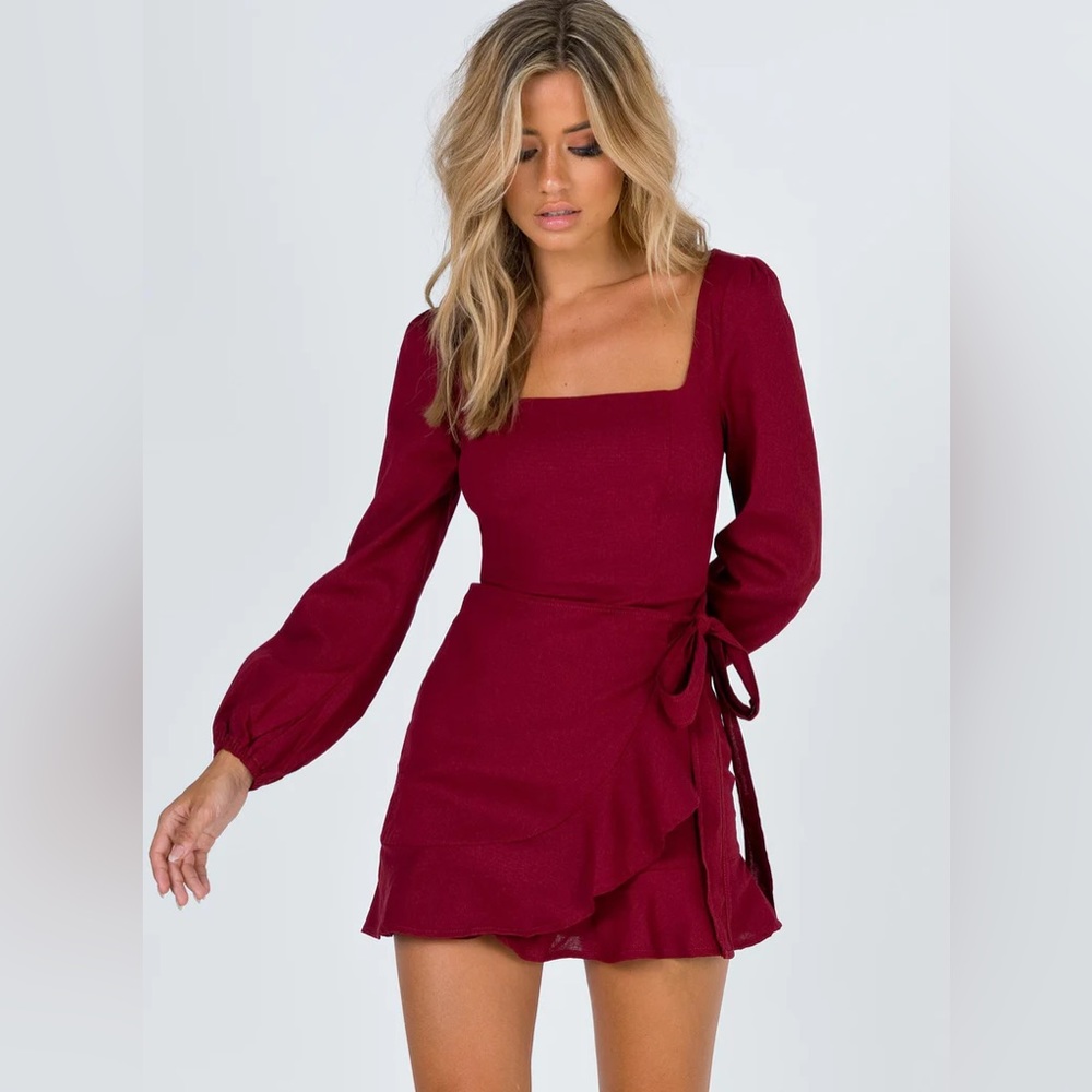 Princess Polly, Long Sleeve, Maroon Mini Dress
